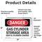 Signmission Gas Cylinder Storage Area Keep All Cylinders Danger Sign, Vinyl Decal, 7in W x 5in L, 2PK OS-2PACK-DS-D-57-L-2055 - alternate 2